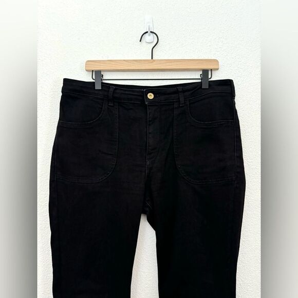 PILCRO Anthropologie The Icon Low Rise Flare Jeans in Black Wash Size 32 - Picture 4 of 13